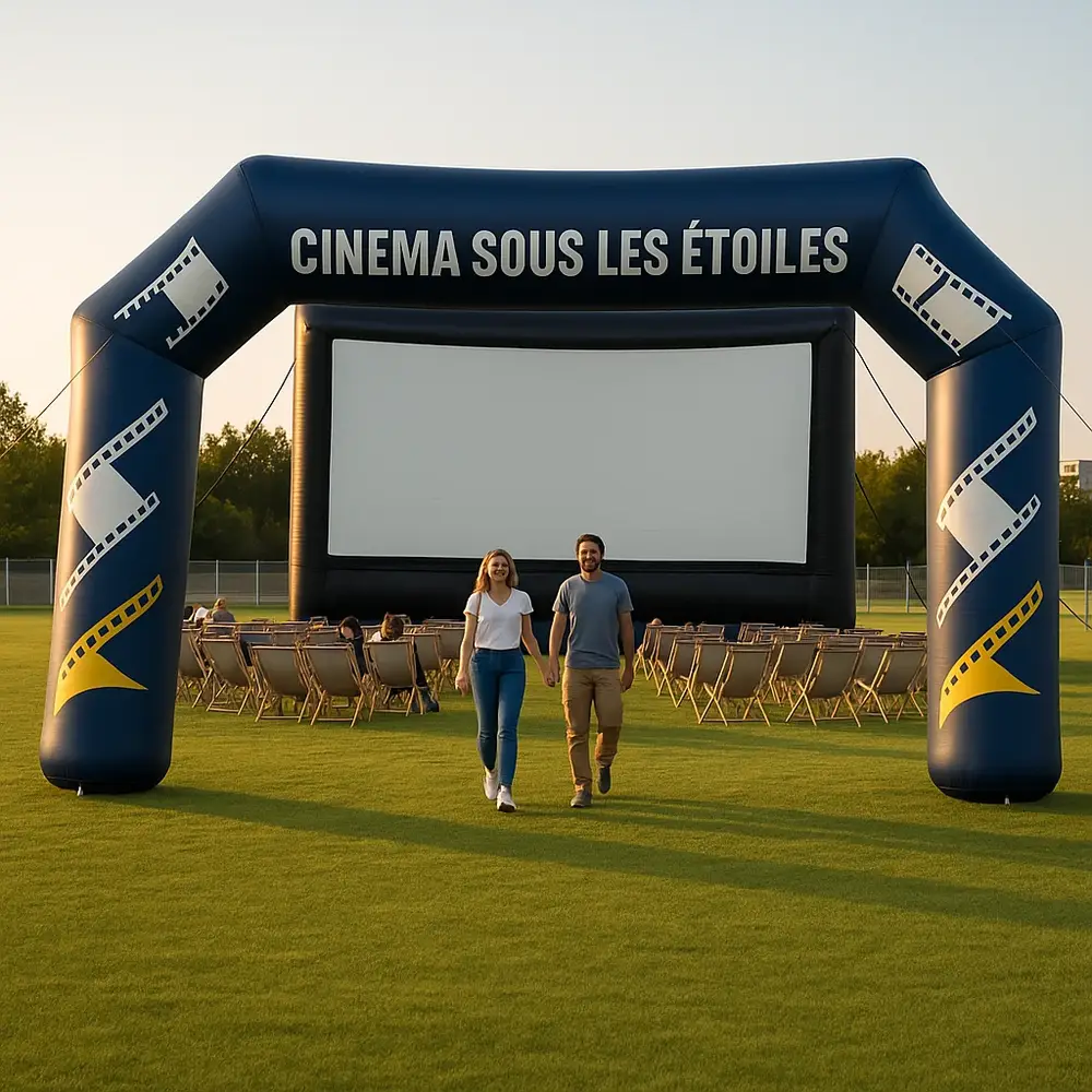 Arche gonflable 'Cinéma sous les étoiles' par Hallucine, pour une expérience cinématographique en plein air