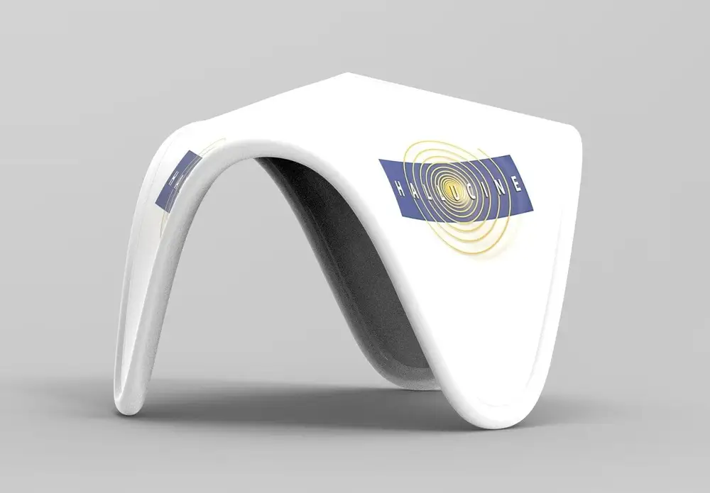 Tente gonflable blanche en forme de V — autre vue