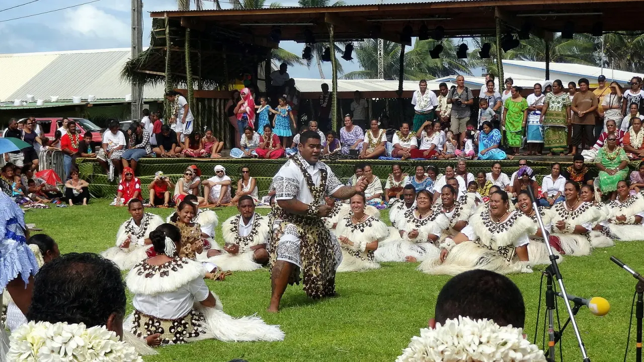 Traditional Wallisian dance before a Hallucine open-air cinema screening in Wallis and Futuna